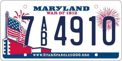 MD license plate 7AB4910