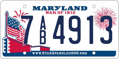 MD license plate 7AB4913