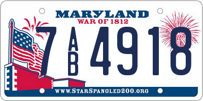 MD license plate 7AB4918