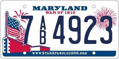 MD license plate 7AB4923