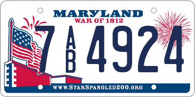 MD license plate 7AB4924