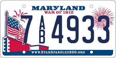 MD license plate 7AB4933