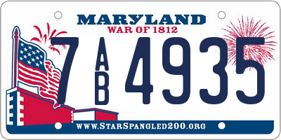 MD license plate 7AB4935
