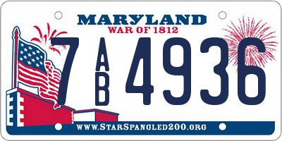 MD license plate 7AB4936