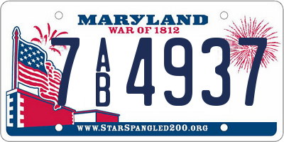 MD license plate 7AB4937