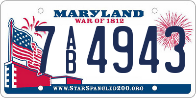 MD license plate 7AB4943