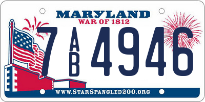 MD license plate 7AB4946