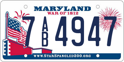 MD license plate 7AB4947
