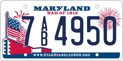MD license plate 7AB4950