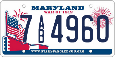 MD license plate 7AB4960