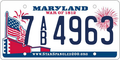 MD license plate 7AB4963