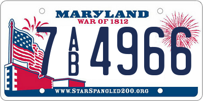 MD license plate 7AB4966