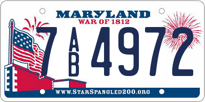 MD license plate 7AB4972