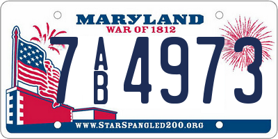 MD license plate 7AB4973