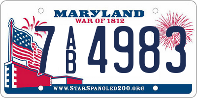 MD license plate 7AB4983
