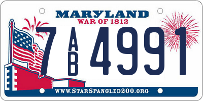 MD license plate 7AB4991