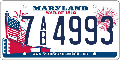 MD license plate 7AB4993