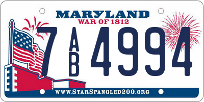 MD license plate 7AB4994