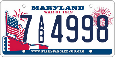 MD license plate 7AB4998