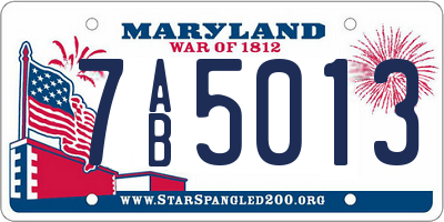 MD license plate 7AB5013