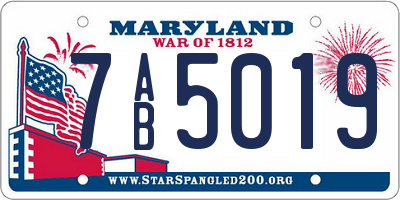 MD license plate 7AB5019