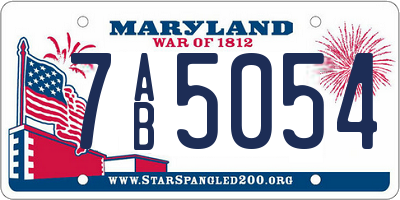MD license plate 7AB5054