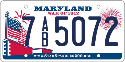 MD license plate 7AB5072