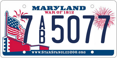 MD license plate 7AB5077