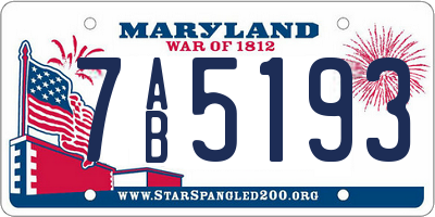 MD license plate 7AB5193
