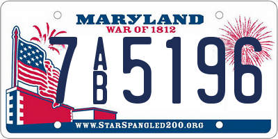 MD license plate 7AB5196