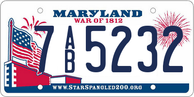 MD license plate 7AB5232