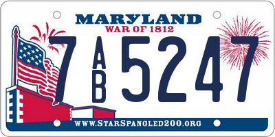 MD license plate 7AB5247