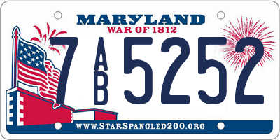 MD license plate 7AB5252