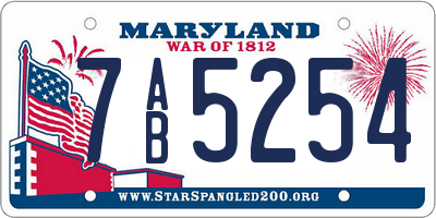 MD license plate 7AB5254