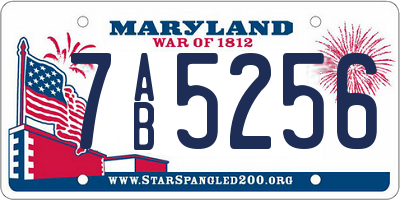 MD license plate 7AB5256