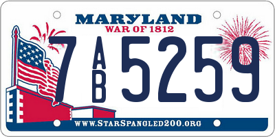 MD license plate 7AB5259