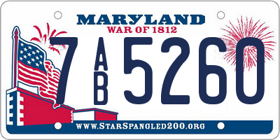 MD license plate 7AB5260