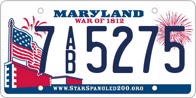 MD license plate 7AB5275
