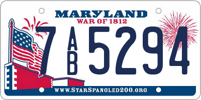 MD license plate 7AB5294