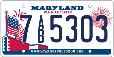MD license plate 7AB5303