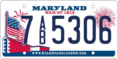 MD license plate 7AB5306