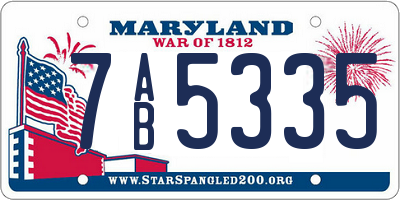 MD license plate 7AB5335