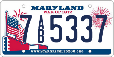 MD license plate 7AB5337