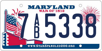 MD license plate 7AB5338