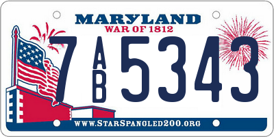MD license plate 7AB5343