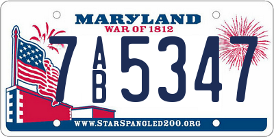 MD license plate 7AB5347