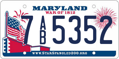 MD license plate 7AB5352