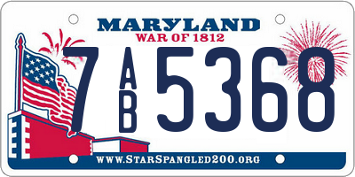 MD license plate 7AB5368