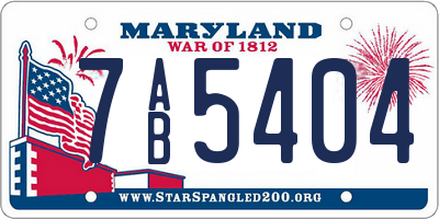 MD license plate 7AB5404