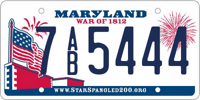 MD license plate 7AB5444